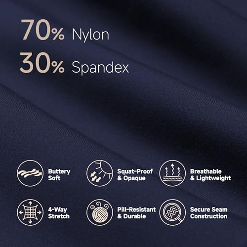 MXYMXY Buttery Soft High Waist Yoga Pants for Women - 25" Tummy Control Workout Leggings Inner Pocket, Squat Proof Gym Running Athletic Navy Blue — view 3