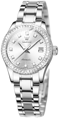Image of OLEVS Womens Automatic Watch Gold Luxury Diamond Self Winding Ladies Wrist Watches Waterproof Luminous Date