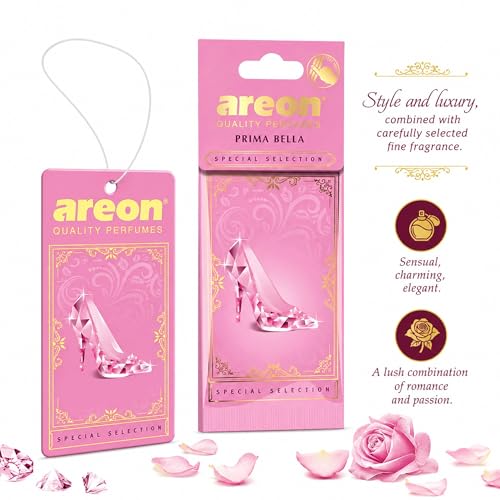 Image of AREON Luxury Prima Bella SS07 Car Hanging Air Freshener - Luxury Hanging Car Freshener, Premium Vehicle Fragrance, Long Lasting Interior Air Freshener for Cars - (Pack of 3)