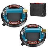 Zautool Glass suction cups for Granite & Glass Lifting, Vacuum Glass Suction Cup Heavy Duty Glass Lifter with Metal Handle and Brass Pump, 480lbs Load Capacity(2 PACK)