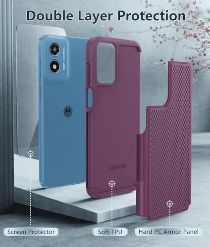 Image of FNTCASE for Motorola Moto G-Play-2024 Case: Dual Layer Protective Heavy Duty Cell Phone Cover Shockproof Rugged with Non Slip Textured Back - Military Protection Bumper Tough (Purple)