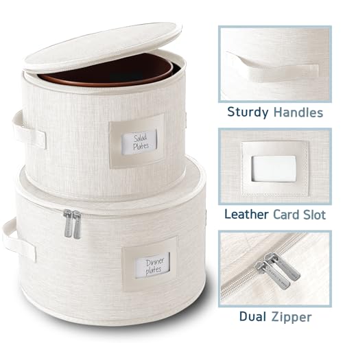 Image of Hearth & Harbor 4 Piece Dish Storage Containers, China Storage, Cream