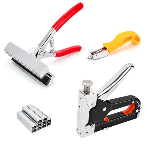 Heavy Duty Canvas Pliers and Staple Gun Kit 4-in-1 Canvas Stretching Tools with Spring Return Handle Staple Remover 1000 Staples for Art Oil Painting Framing DIY Upholstery Picture Framing