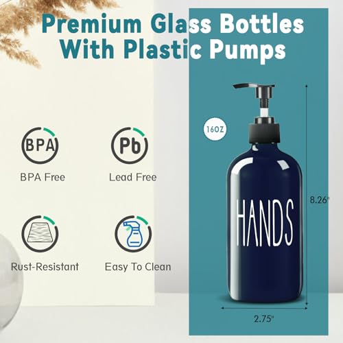 Image of COHOSEGE Glass Soap Dispenser Set 2 Pack,16 Oz Dish Soap Dispenser for Kitchen Sink,Blue Kitchen Accessories and Kitchen Decor,Blue Decorations and Kitchen Utensils for Kitchen