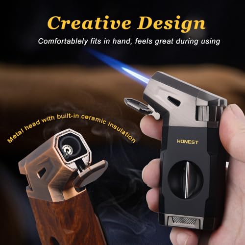 Encendedor HONEST para cigarros con cortador integrado y llama a prueba de viento miniatura 3