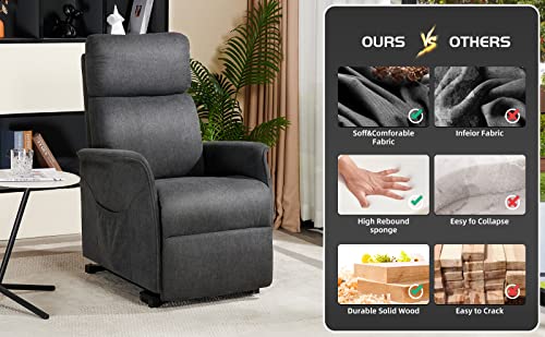 Power Lift Recliner Chair For Elderly, Lift Chair With Heat And Massage, 3 Positions Fabric Recliner Chair Sofa With 2 Side Pockets & Remote Control For Living Room (Grey) #TOP5