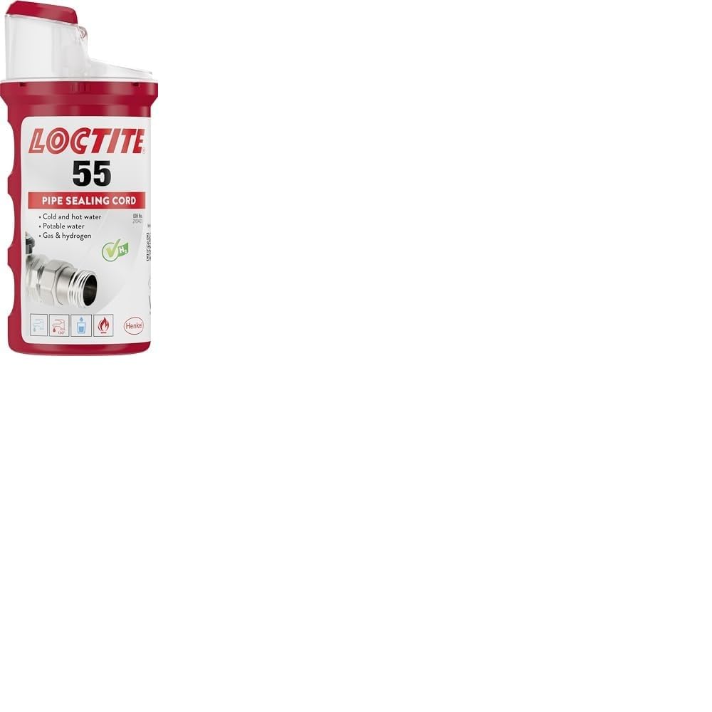 LOCTITE 55 Pipe Thread Sealant, Non Curing Plumbers Tape for Plumbing Pipes and Fittings, Reliable Fast Action Cord for Metal and Plastic, 160m