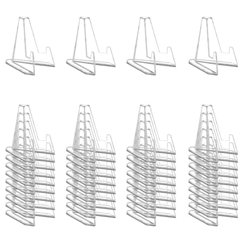 Yoanxong 40 Pack Card Display Stands, 2.16 Inches Acrylic Display Stands, Transparent Card Display Stand, Transparent Acrylic Small Easel, Suitable for Medals, Baseball Cards, Coins, Star Cards Cover