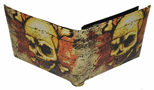 Lb Leatherboss Leatherboss Printed Skull Theme Bifold Credit Card Cash Holder Wallet With Gift Box For Men thumb #1
