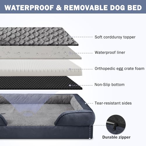 JOEJOY Extra Large Dog Bed, Orthopedic Memory Foam Dog Beds, Washable Dog Bed, Grey, Fits up to 90lbs, Good for Golden Retriever, Labrador,German Shepherd,Samoye,Rottweiler - Image 6