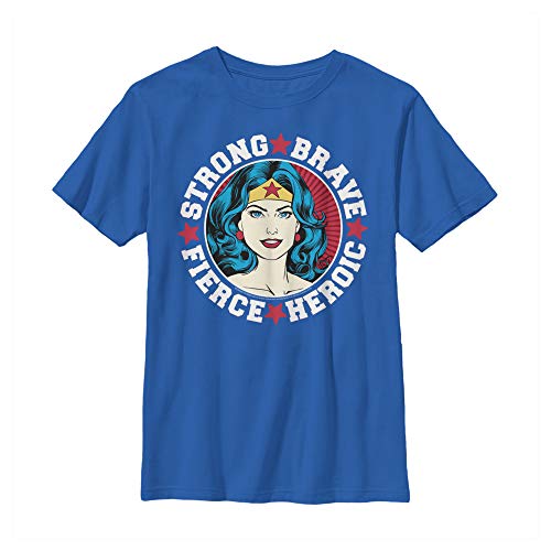 Fifth Sun Boys' Crew Neck Short Sleeve Solid T-Shirt with Superhero Wonder Woman Theme