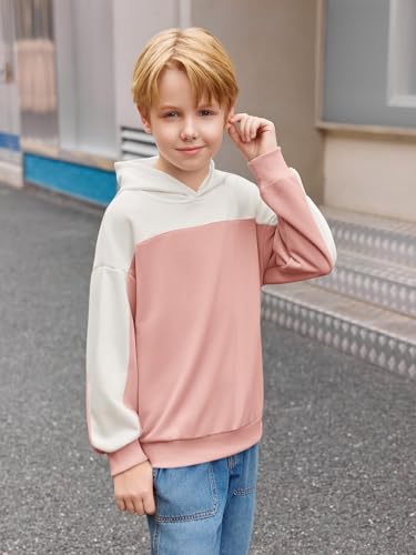 Haloumoning Boys Color Block Hoodies Kids Fashion Long Sleeve Hooded Sweatshirts Pullover 5-14 Years3