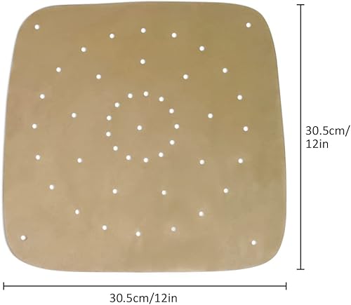 Miniatura 9 de Forros de papel pergamino para freidora de aire sin blanquear de tamaño extra grande (12 x 12 pulgadas), cuadrados, 125 unidades, compatibles con
