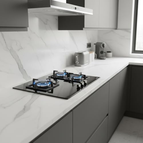 Placa de gas con cristal negro Cata SCI 6021 BK y robustas parrillas de hierro 4