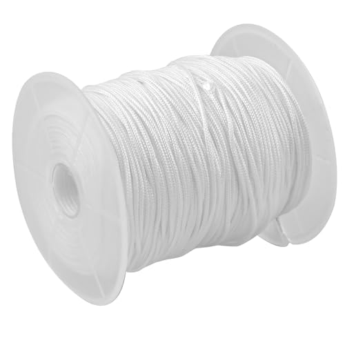 Bracelet Cord White Cotton Rope 1.8 mm Thick, 100 m Long Nylon Thread Tear-Resistant for Bracelets/Gardening Cord for Crafts/Weaving/Blinds