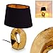 Produktbild Tischleuchte Rovio, moderne Nachttischlampe aus Metall/Stoff in Schwarz,Gold Tischlampe mit Schirm in Stoff mit Lichteffekt, An-/Ausschalter am Kabel, Ø 19,5 cm, E14, ohne Leuchtmittel