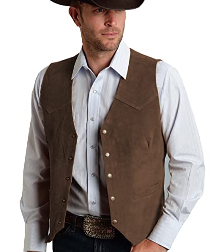 Men's Cowboy Suede Leather Vest Western Vest Cowhide Suede Waistcoat Men Vests