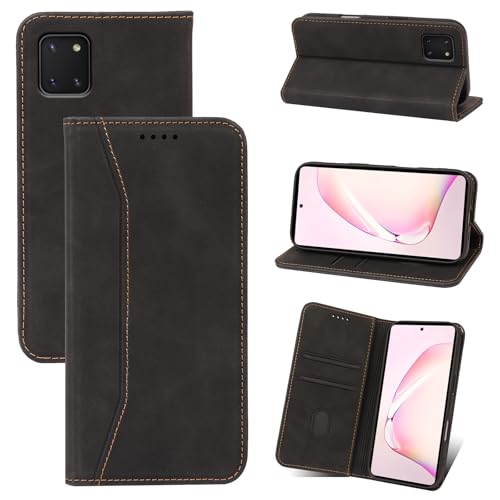 Qizyemy Coque pour Samsung Galaxy Note10 Lite/A81,[Housse en Cuir PU Premium] [Magnétique] [Stand Fonction] Flip Coque pour Étui(Noir)