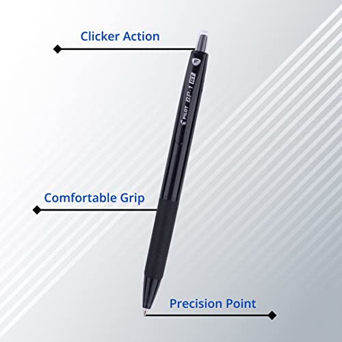 Image of Pilot - BP-1 RT 0.7mm Fine Tip Ball Pen with Soft Rubber Grip | Black Ink, Pack of 12 & BP-1 RT 0.7mm Fine Tip Ball Pen with Soft Rubber Grip | Blue Ink, Pack of 5