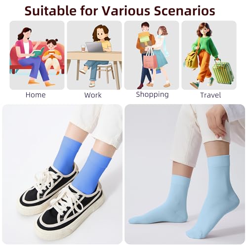 Image of Corlap Women's Thin Above Ankle Socks - 6Pairs Cotton Casual Bootie Dress Crew Socks