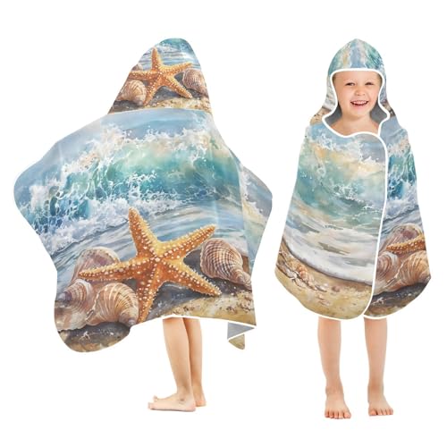 Kigai Beach Hooded Beach Towel for Kids Soft Absorbent Quick Dry Bath Towel with Hood Lightweight Toddler Shower Pool Bath Wrap for Boys Girls
