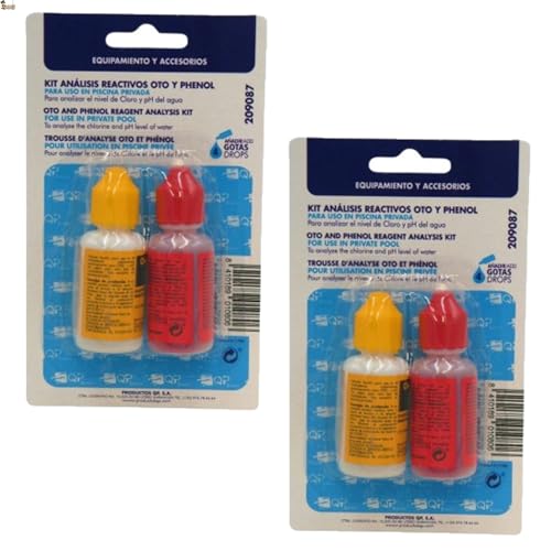 BricoLoco.com Recambio líquido analizador cloro y ph piscinas. 2 Packs completos. Reactivo analizador de piscinas. Rápido y sencillo. (2 packs recambios)