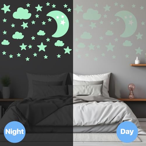 Vinilos decorativos estrellas y lunas brillan en la oscuridad miniatura 3