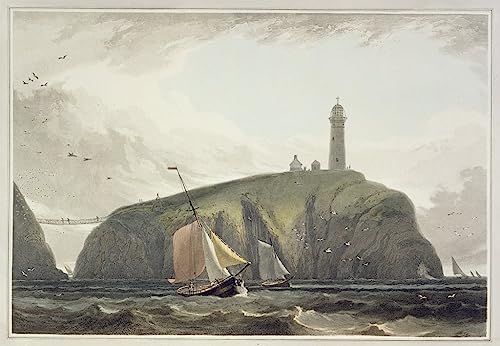 Impression sur toile phare Holyhead William Daniell | Peinture moderne 60x90cm