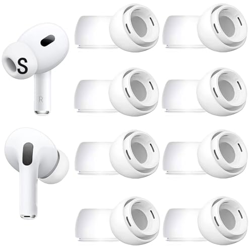 8 Sets Small Size Ear Tips Replacement for AirPods Pro 2nd / 1st Generation with Noise Reduction Hole Silicone Eartips Ear Cap 8 Pairs Compatible with AirPods Pro 2 /AirPod Pro 1 White S