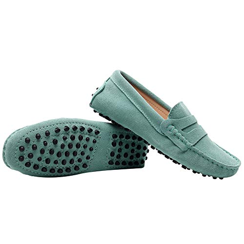 Image of ANUFER Women's Classic Suede Penny Loafers Comfort Handmade Slipper Moccasins