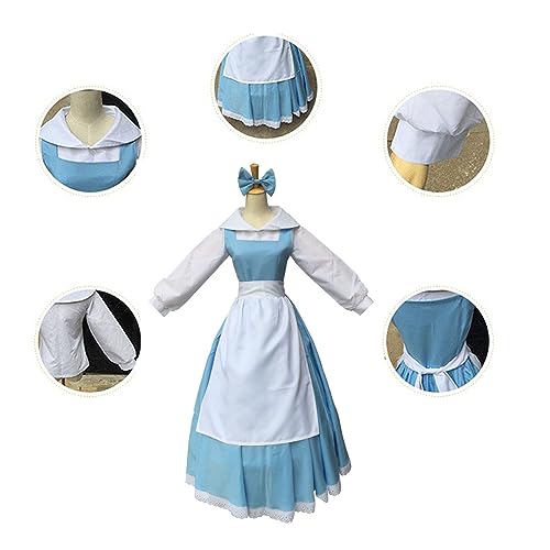 Miniatura 3 de Gothden Delantal De Sirvienta Para Mujer Vestido Disfraz De Cosplay Disfraces De Cosplay De Halloween Azul