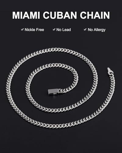 Cuban Link Chain for Men 5mm 18K Gold Plated Gold Silver Mens Necklace, 316L Stainless Steel Miami Curb Chain 18 20 22 24 Inch, Durable Waterproof Hip Hop Jewelry Gift for Him, Everyday Wear - Image 3