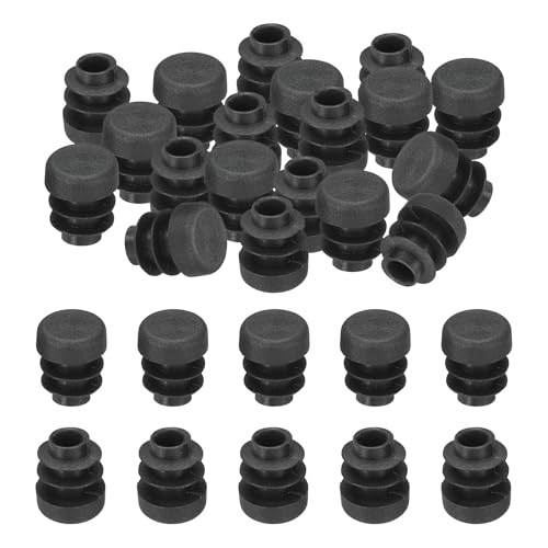 Image of PATIKIL 1 /2 inch OD Plastic Tubing End Caps, 40Pcs Round Hole Plug Insert for Round Iron Pipe Chair Leg Table Bookshelves Furniture, Black