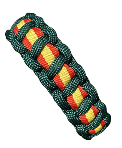 MIBANDERA Pulsera Bandera España Hombre Mujer. Pulsera España Cuerda Trenzada. Pulsera Cuero Tela España con cierre. (Verde Guardia Civil 20 cm)