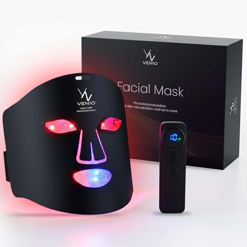 Máscara LED Facial Profesional – Dispositivo de Luz Roja e Infrarroja para Rutina de Cuidado Estético – 4 Colores LED para Uso Cosmético y Bienestar – Mascarilla de cuidado Facial en Casa