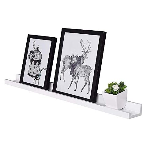 AHDECOR Picture Ledge Shelves White MDF Floating Wall Shelves for Picture Frames and Books, 60.96 x 10.16cm, 1 Pack Cover