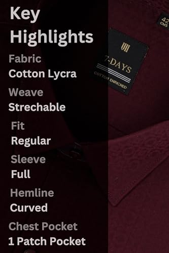Image of 7-DAYS Premium Men's Formal Shirts - Cotton, Self-Design, Full Sleeve, Regular Fit, with Pocket, Stylish Office Shirts for Men