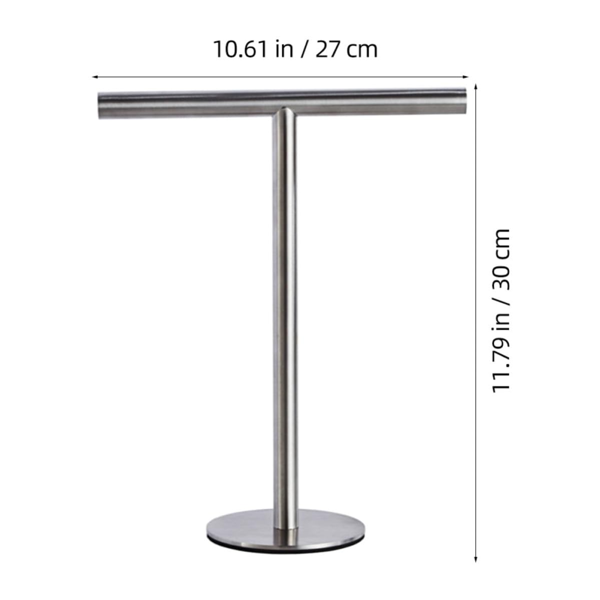 Porta Asciugamani da Terra Verticale in Acciaio Inox Argento | Base Piatta, Struttura Stabile Capacità di Carico Elevata, Adatto per Bagno e Cucina