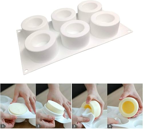 Image of 6 Cavity Round Cylinder Cup Shape Pudding Silicone Mould for Baking Chocolate Candy Mousse Cake Cupcake Muffin Gummy Jelly Ice Shot Candle Wax Soap Resin Flower Pot Mold