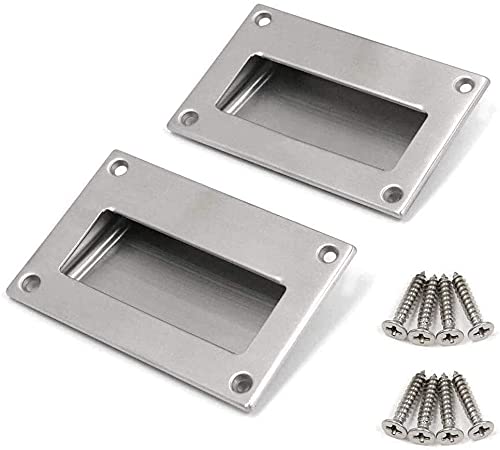 Poignée encastrée rectangulaire en acier inoxydable 12,7x8,9 cm pour porte coulissante Lot de 2