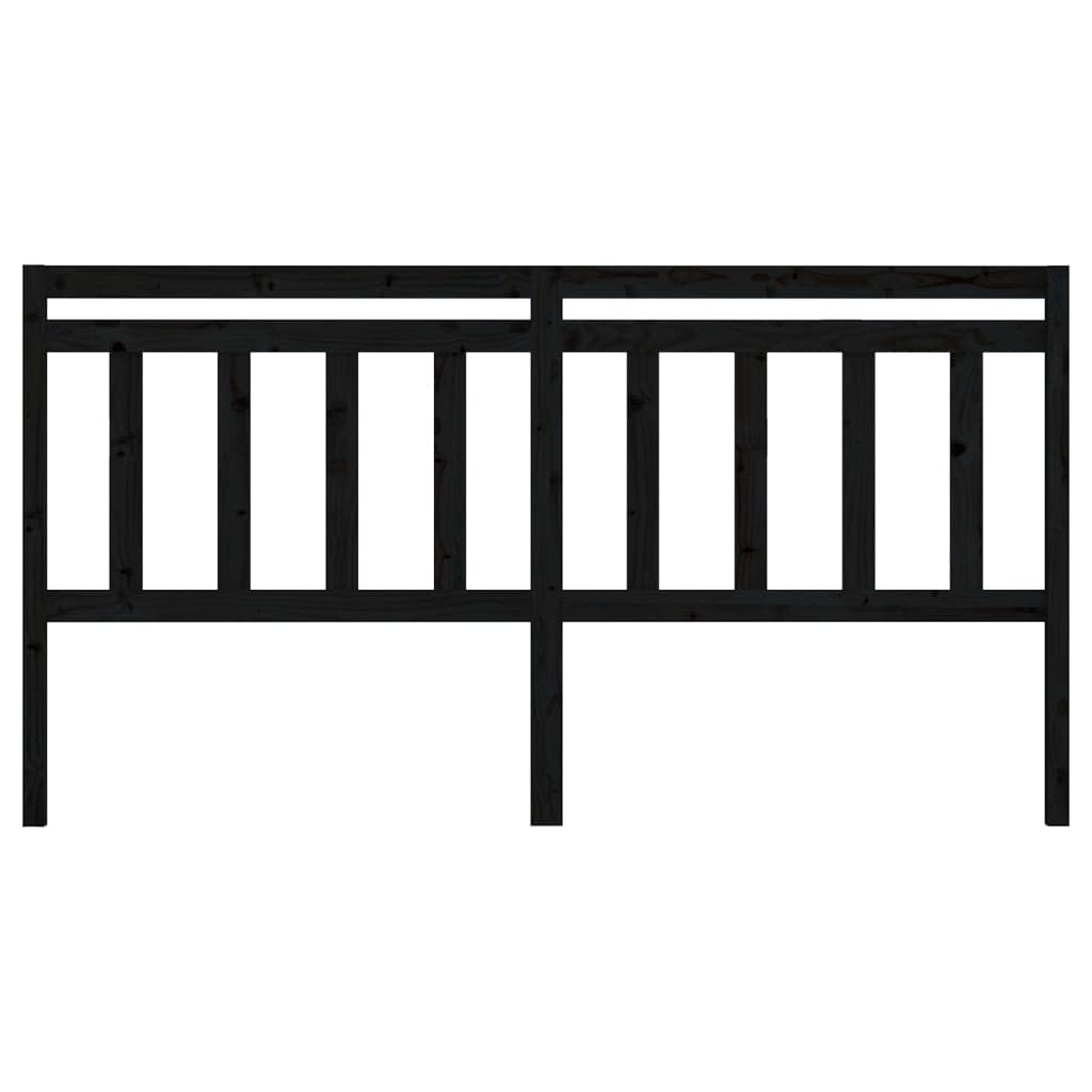 Tête de lit noire 206 x 4 x 100 cm, bois de pin massif, tête de lit pour chambre à coucher, meubles de chambre à coucher, hôtels