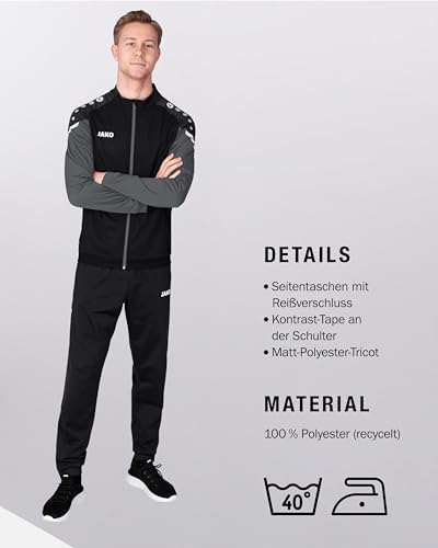JAKO Herren Polyesterjacke Performance, Schwarz/Anthra Light, M