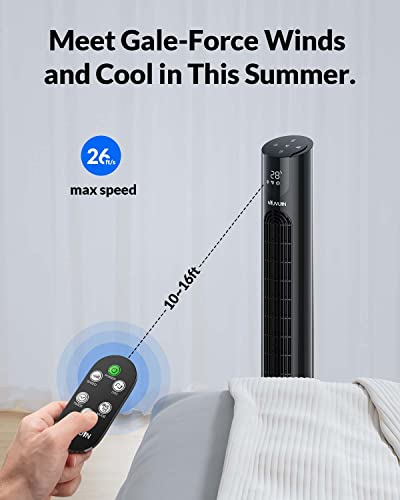 Niuvuin Tower Fan, 45-Inch Oscillating Fan With Remote, 8 Speed Settings & 4 Modes, Bladeless Fans With Night Light, Led Display, 12 H Timer, Low Noise For Bedroom Living Room Home Office #TOP4