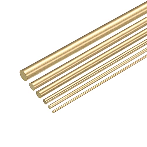 sourcing map Latón Varillas Redondo Macizo Latón Pasador 2mm-8mm Surtido Diámetro para 100mm Longitud Latón Varilla para Deriva Punzones Varios Eje DIY Modelo Avión Barco Coches(Paquete de 6)