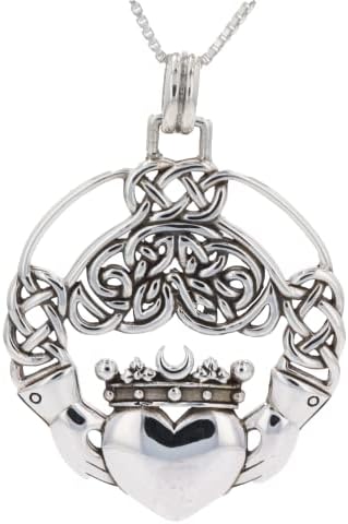 Jewelry Trends Celtic Love Knot Irish Claddagh Crown Heart Sterling Silver Pendant Necklace