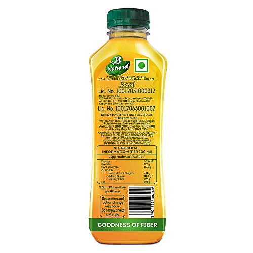 B-Natural-Ratnagiri-Alphonso-Mango-Juice-750ml-Pack-of-2 B Natural Ratnagiri Alphonso Mango Juice, Goodness of Fiber, 750 ml (Pack of 2)