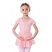 DANCEYOU Body Tutu Balletto Classica Manica Corta del Vestito Tutu Leotard Usura di Ballo con Gonnelino in Chiffon Bambina/Ragazza Rose 120