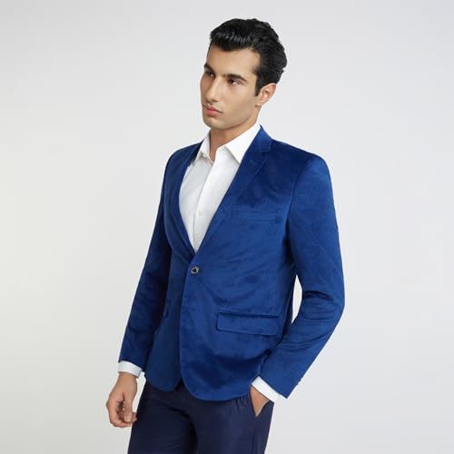 Image of Parx Men's Urban Fit Pure Terylene Notch Lapel Print Pattern Full Sleeve Casual Blazer