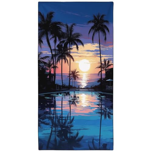 Image of YISUMEI Sun Pool Coconut Tree Beach Towels for Adults Extra Large 180x90cm, Microfibre Quick Dry Towel for Travel Swimming Camping Sports