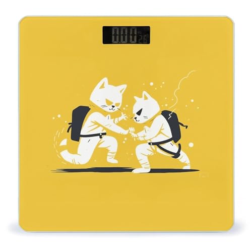 Báscula digital de baño vidrio templado amarilla y blanca miniatura 1